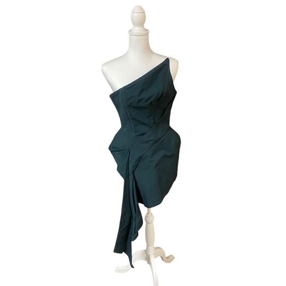 MUGLER Strapless Mini Dress in Dark Green Size 36 Small 2-4 US $2,420 (11-12) - Picture 4 of 14